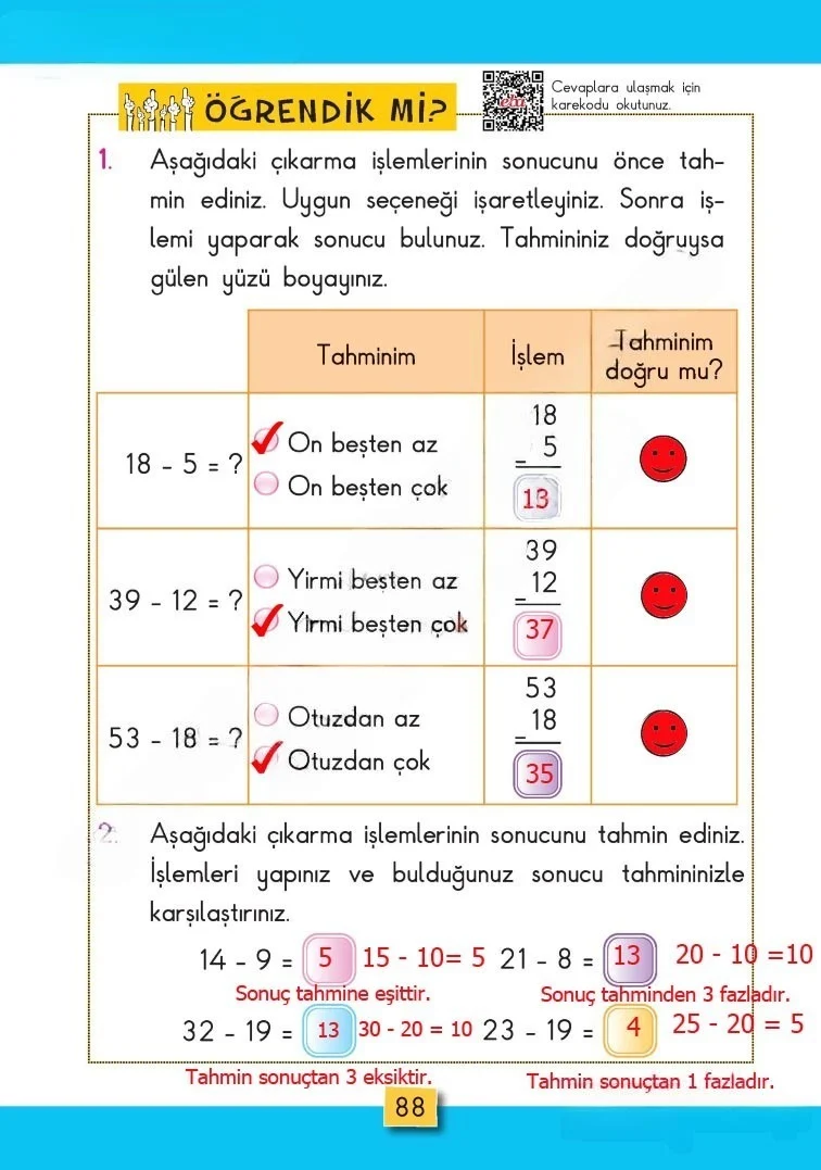 2. Sınıf Matematik Ders Kitabı Cevapları MHG Yayınları Sayfa 88 Çözüm Görseli