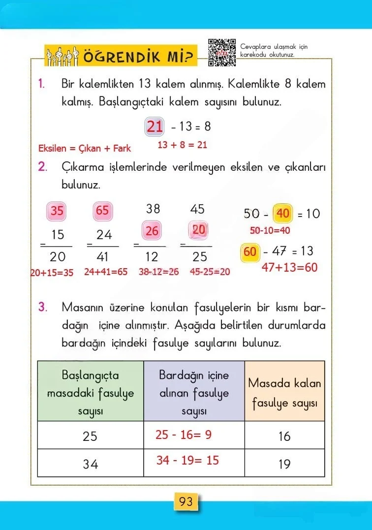 2. Sınıf Matematik Ders Kitabı Cevapları MHG Yayınları Sayfa 93 Çözüm Görseli