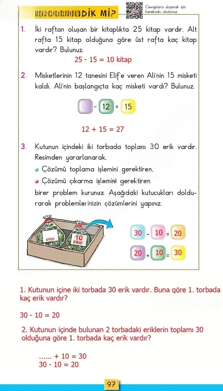 2. Sınıf Matematik Ders Kitabı Cevapları MHG Yayınları Sayfa 97 Çözüm Görseli