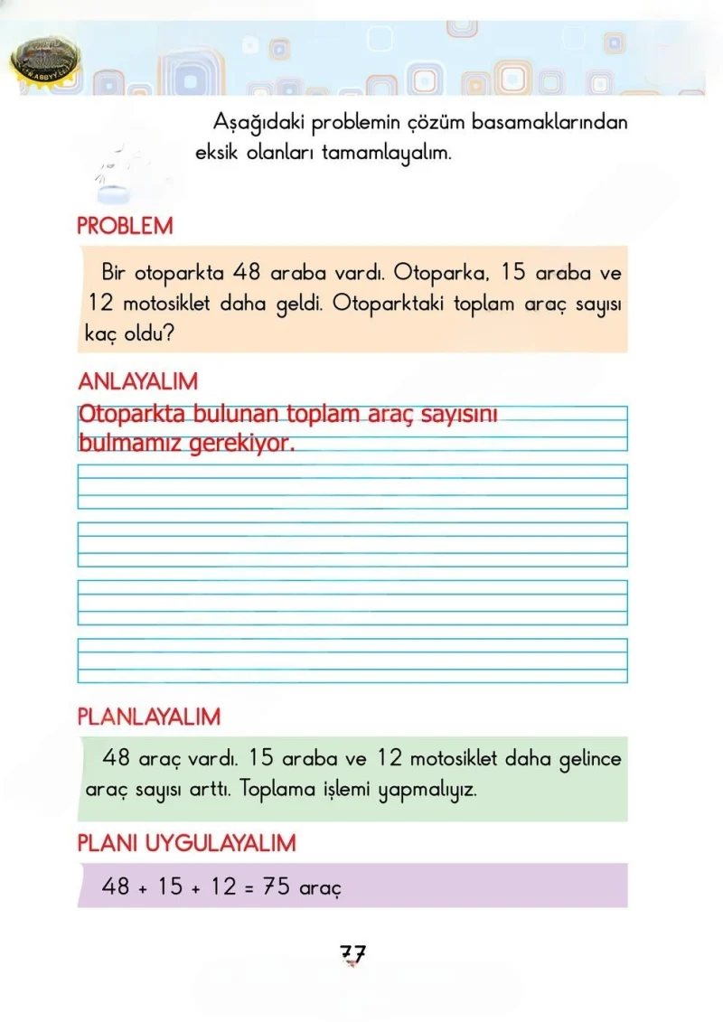 2. Sınıf Matematik Ders Kitabı Cevapları Pasifik Yayınları Sayfa 77 Çözüm Görseli