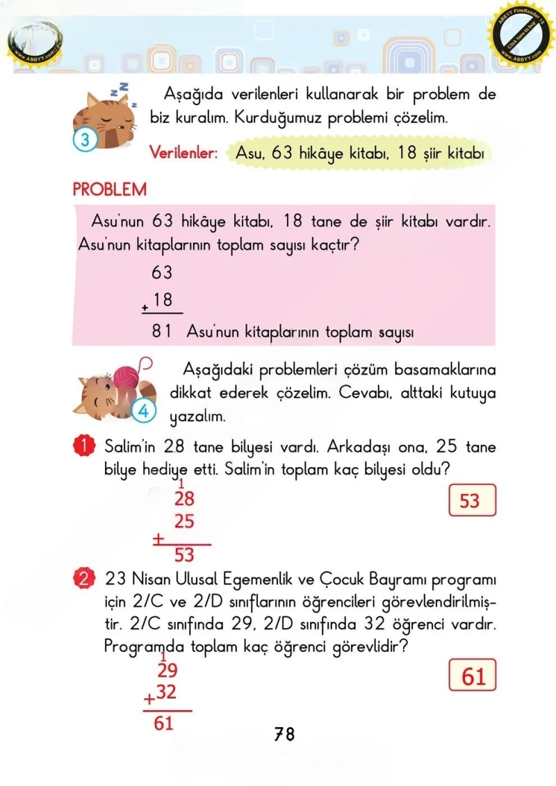 2. Sınıf Matematik Ders Kitabı Cevapları Pasifik Yayınları Sayfa 78 Çözüm Görseli