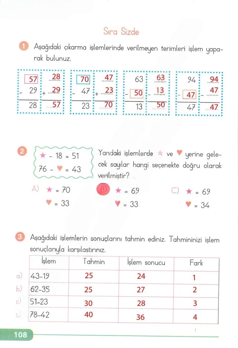 2. Sınıf Matematik Ders Kitabı Cevapları Tekno Artı Yayınları Sayfa 108 Çözüm Görseli