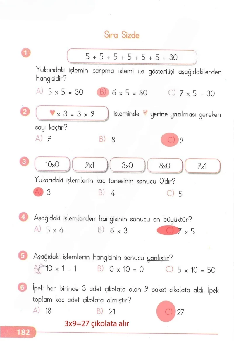 2. Sınıf Matematik Ders Kitabı Cevapları Tekno Artı Yayınları Sayfa 182 Çözüm Görseli