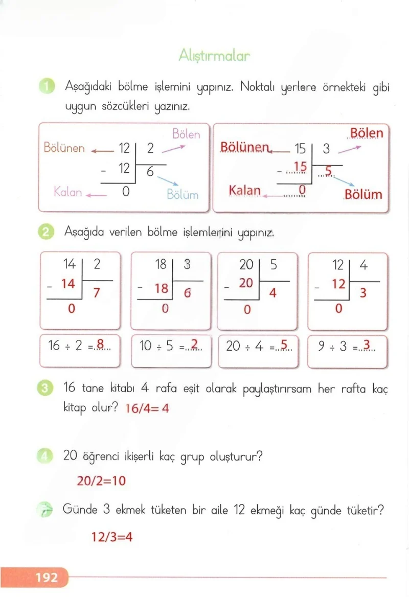 2. Sınıf Matematik Ders Kitabı Cevapları Tekno Artı Yayınları Sayfa 192 Çözüm Görseli