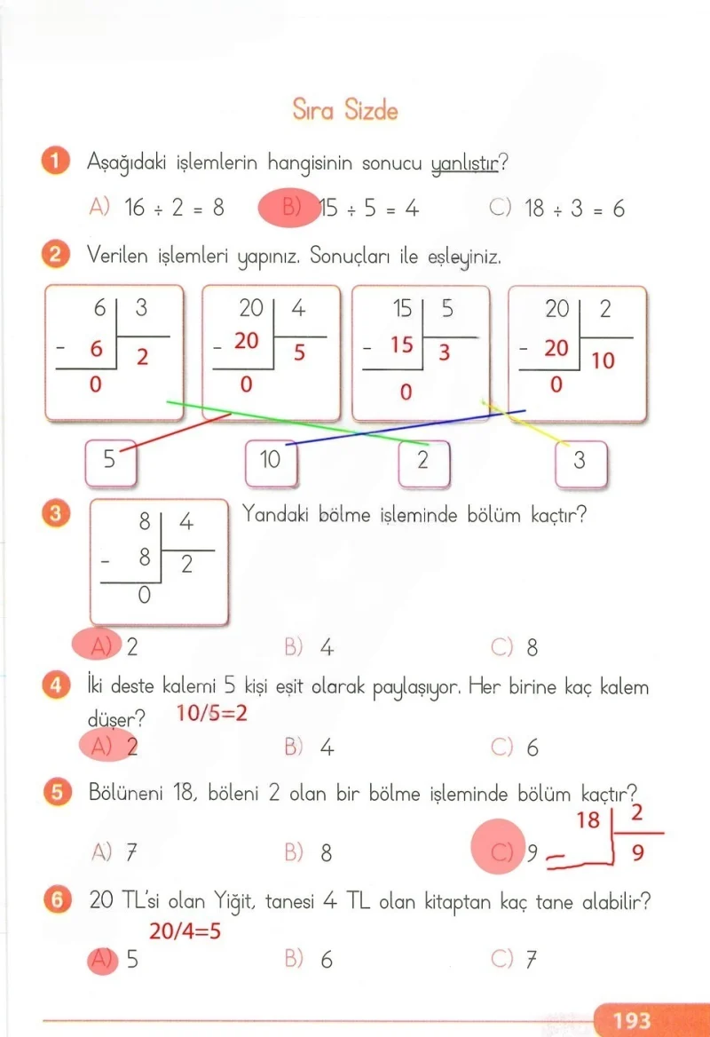 2. Sınıf Matematik Ders Kitabı Cevapları Tekno Artı Yayınları Sayfa 193 Çözüm Görseli