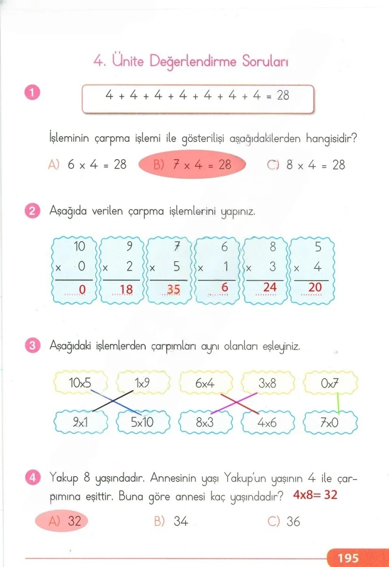 2. Sınıf Matematik Ders Kitabı Cevapları Tekno Artı Yayınları Sayfa 195 Çözüm Görseli