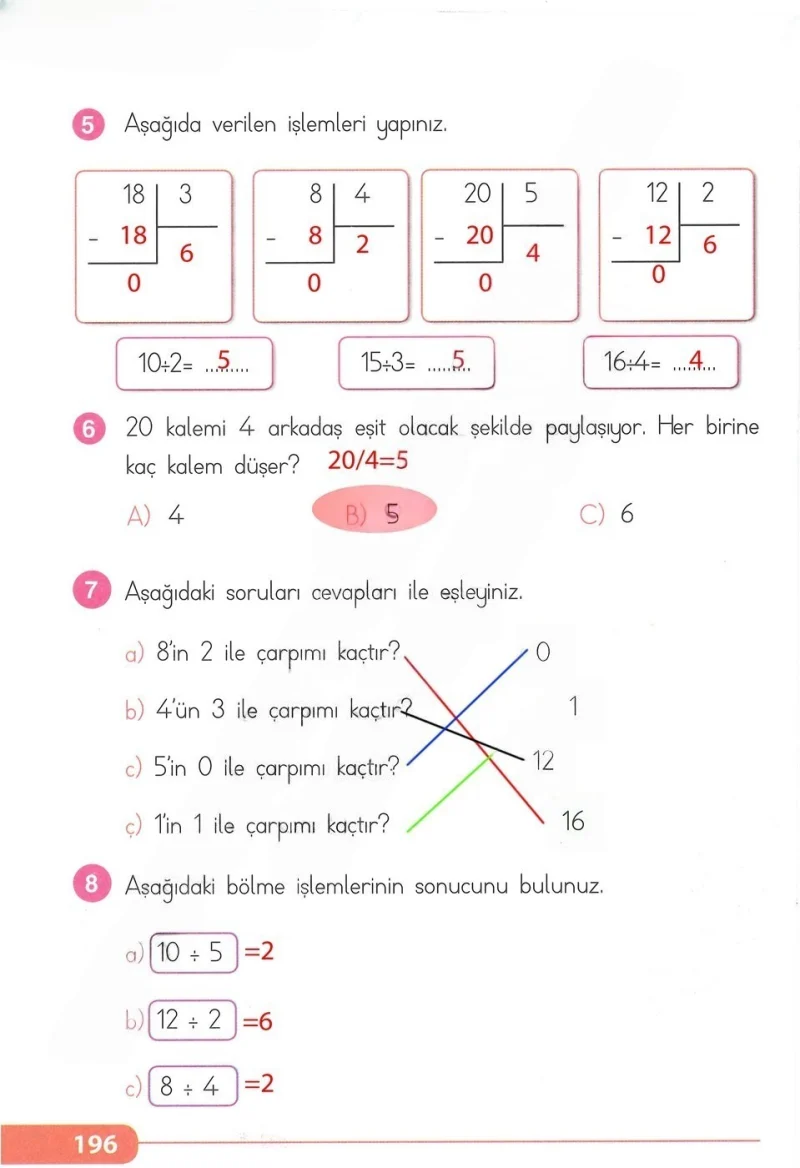 2. Sınıf Matematik Ders Kitabı Cevapları Tekno Artı Yayınları Sayfa 196 Çözüm Görseli