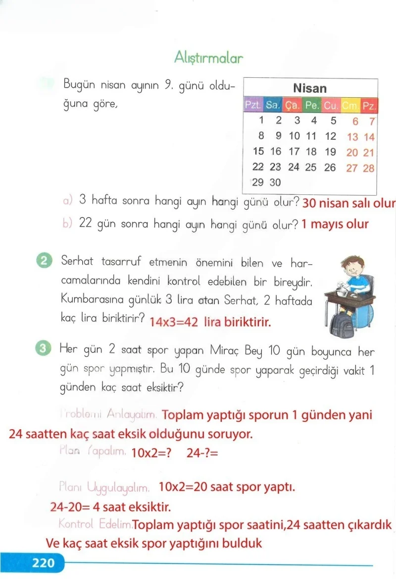 2. Sınıf Matematik Ders Kitabı Cevapları Tekno Artı Yayınları Sayfa 220 Çözüm Görseli