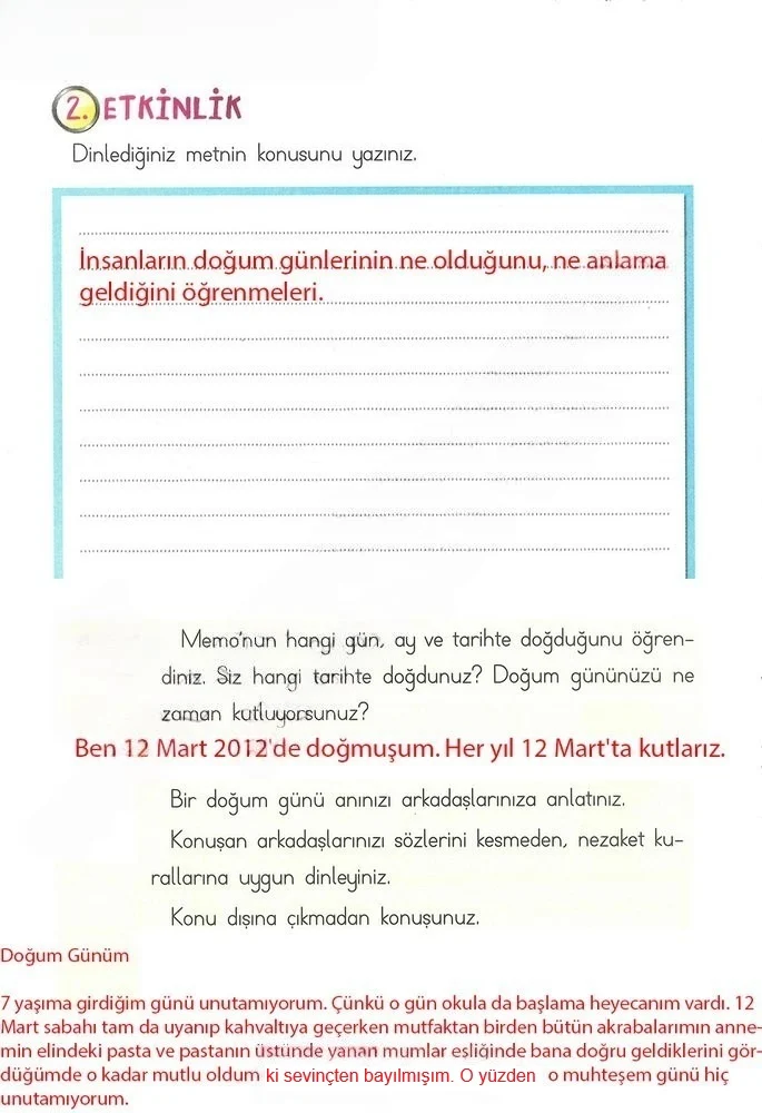 2. Sınıf Türkçe Ders Kitabı Cevapları Ada Matbaacılık Yayıncılık Sayfa 200 Çözüm Görseli