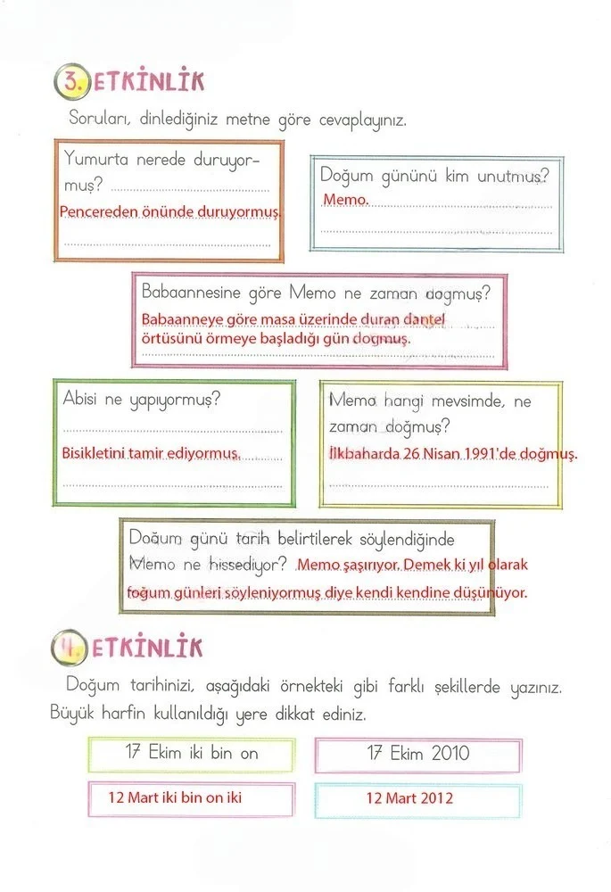 2. Sınıf Türkçe Ders Kitabı Cevapları Ada Matbaacılık Yayıncılık Sayfa 201 Çözüm Görseli