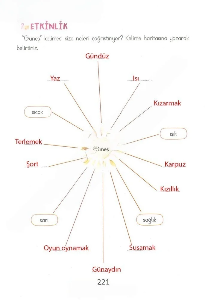 2. Sınıf Türkçe Ders Kitabı Cevapları Ada Matbaacılık Yayıncılık Sayfa 221 Çözüm Görseli