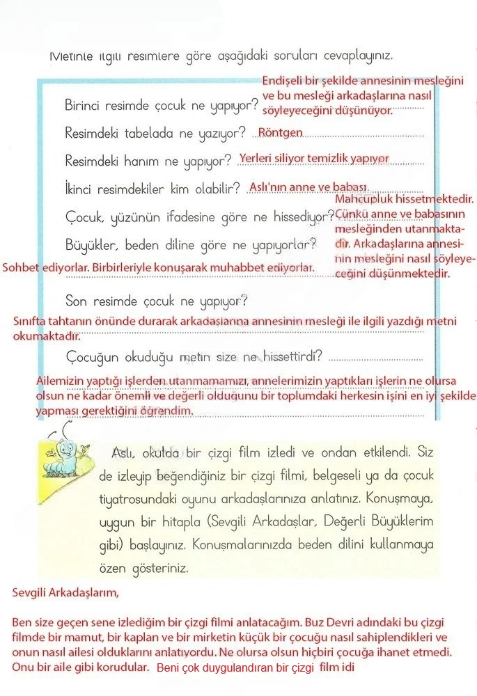 2. Sınıf Türkçe Ders Kitabı Cevapları Ada Matbaacılık Yayıncılık Sayfa 238 Çözüm Görseli
