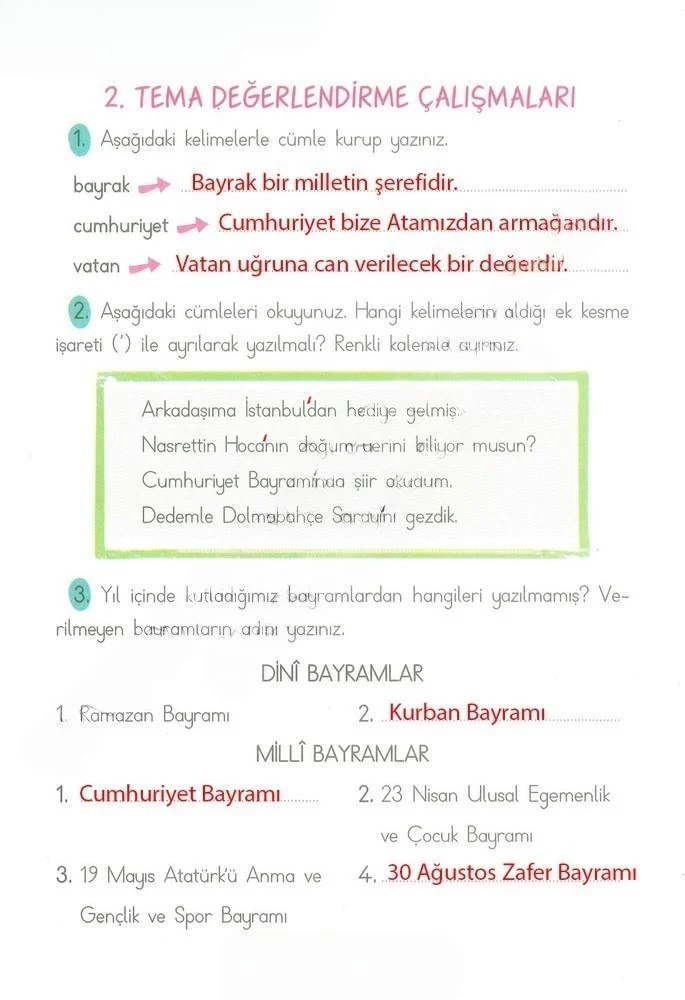 2. Sınıf Türkçe Ders Kitabı Cevapları Ada Matbaacılık Yayıncılık Sayfa 69 Çözüm Görseli