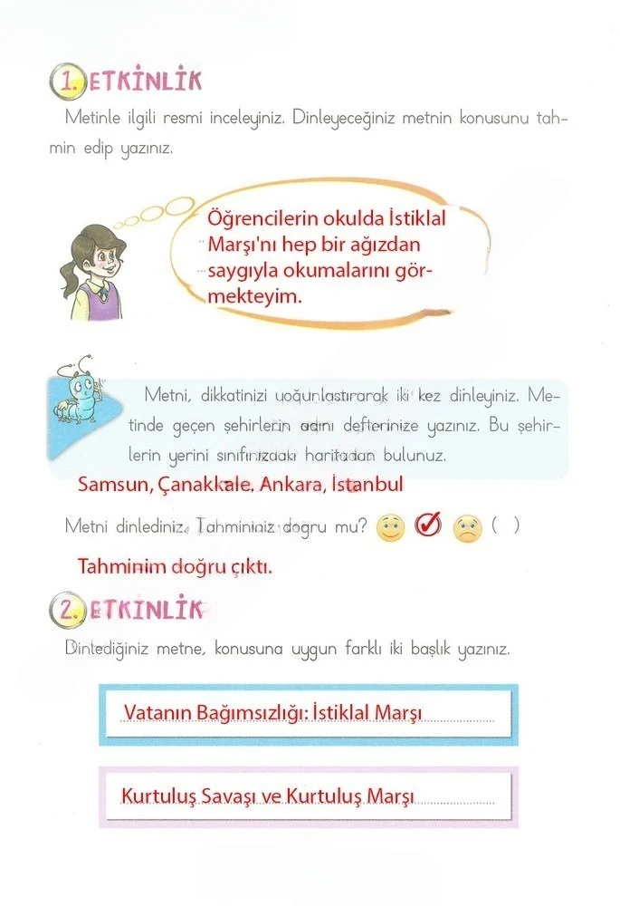 2. Sınıf Türkçe Ders Kitabı Cevapları Ada Matbaacılık Yayıncılık Sayfa 73 Çözüm Görseli