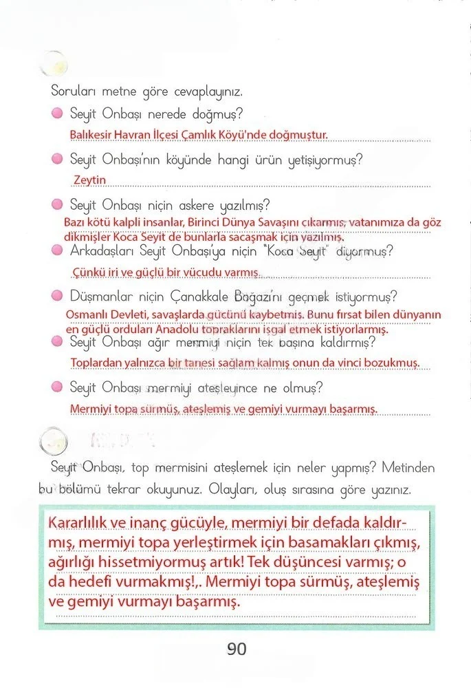 2. Sınıf Türkçe Ders Kitabı Cevapları Ada Matbaacılık Yayıncılık Sayfa 90 Çözüm Görseli