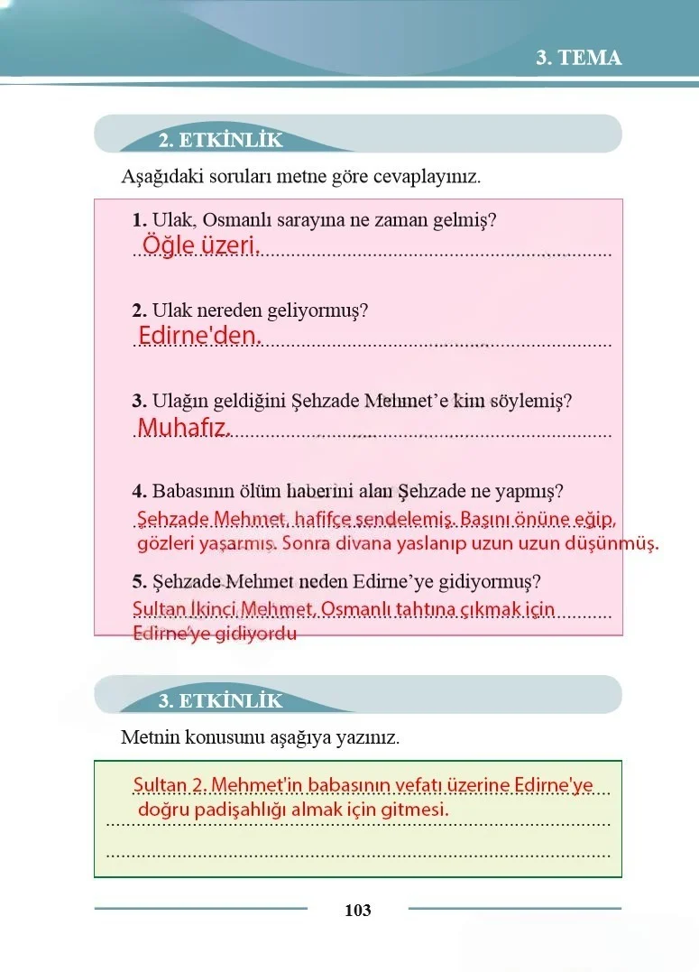2. Sınıf Türkçe Ders Kitabı Cevapları Bilim ve Kültür Yayınları Sayfa 103 Çözüm Görseli