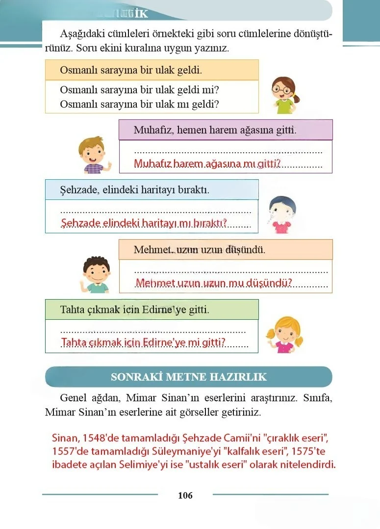 2. Sınıf Türkçe Ders Kitabı Cevapları Bilim ve Kültür Yayınları Sayfa 106 Çözüm Görseli