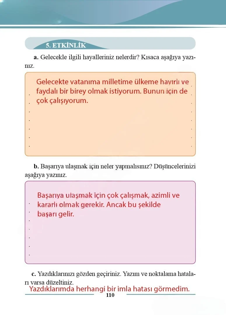 2. Sınıf Türkçe Ders Kitabı Cevapları Bilim ve Kültür Yayınları Sayfa 110 Çözüm Görseli