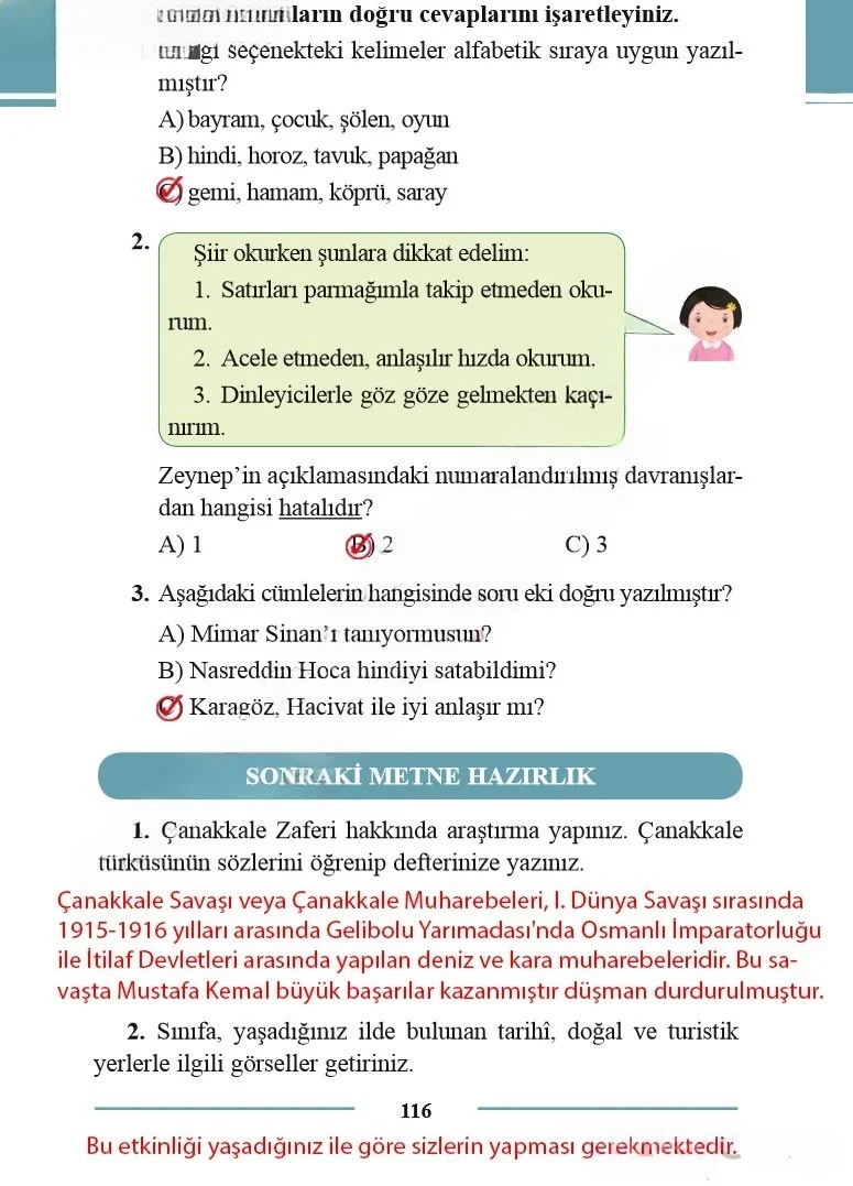 2. Sınıf Türkçe Ders Kitabı Cevapları Bilim ve Kültür Yayınları Sayfa 116 Çözüm Görseli
