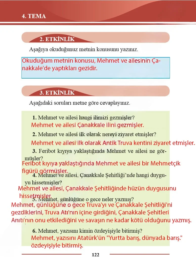 2. Sınıf Türkçe Ders Kitabı Cevapları Bilim ve Kültür Yayınları Sayfa 122 Çözüm Görseli