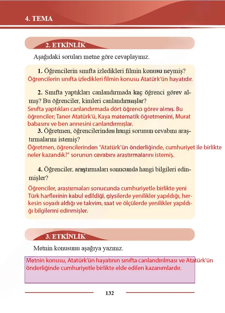2. Sınıf Türkçe Ders Kitabı Cevapları Bilim ve Kültür Yayınları Sayfa 132 Çözüm Görseli