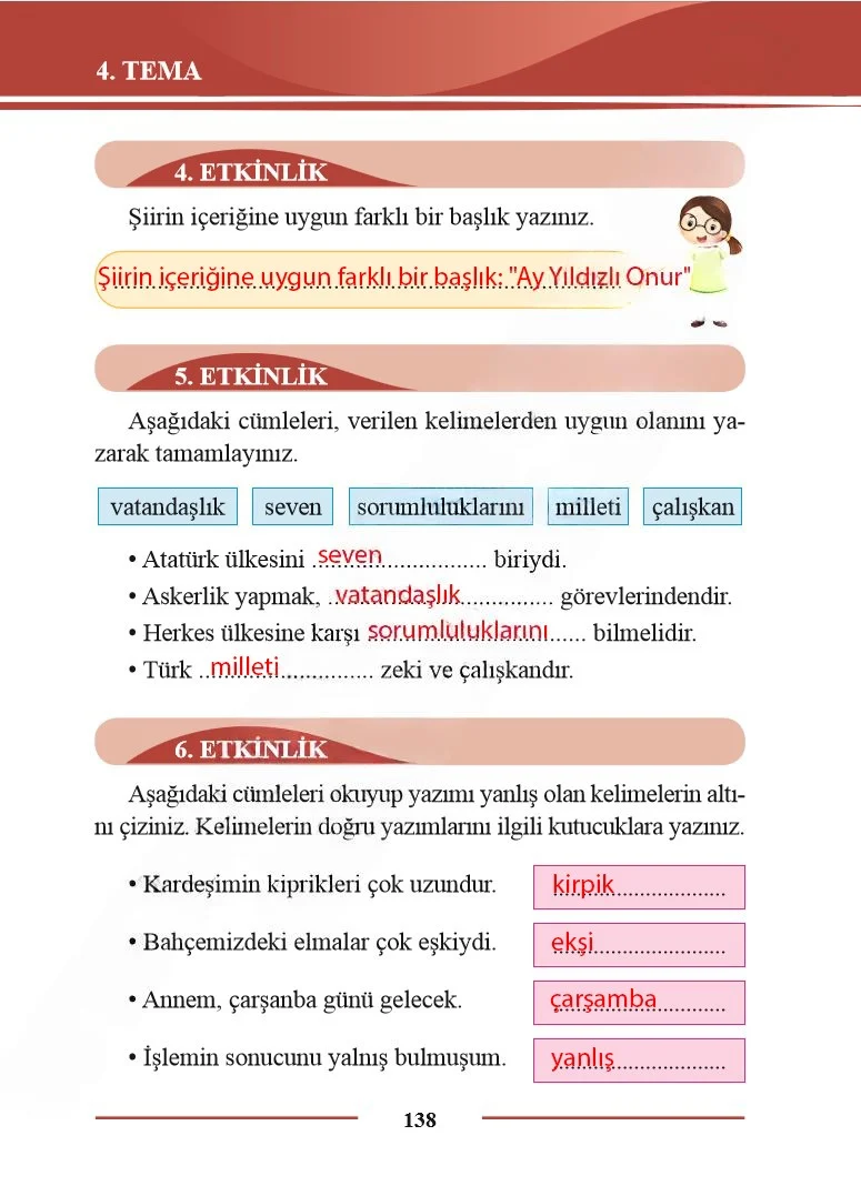 2. Sınıf Türkçe Ders Kitabı Cevapları Bilim ve Kültür Yayınları Sayfa 138 Çözüm Görseli