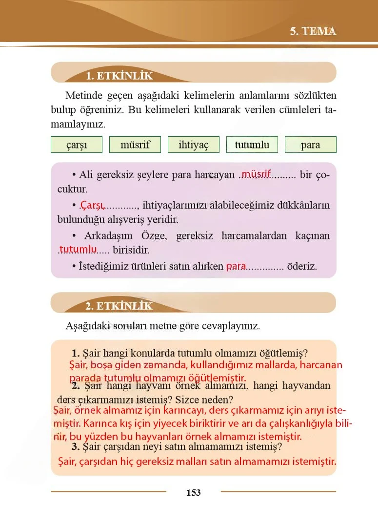 2. Sınıf Türkçe Ders Kitabı Cevapları Bilim ve Kültür Yayınları Sayfa 153 Çözüm Görseli