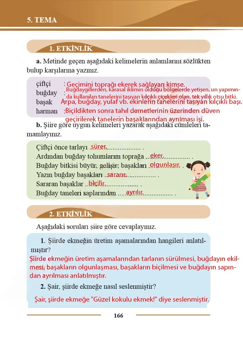 2. Sınıf Türkçe Ders Kitabı Cevapları Bilim ve Kültür Yayınları Sayfa 166 Çözüm Görseli