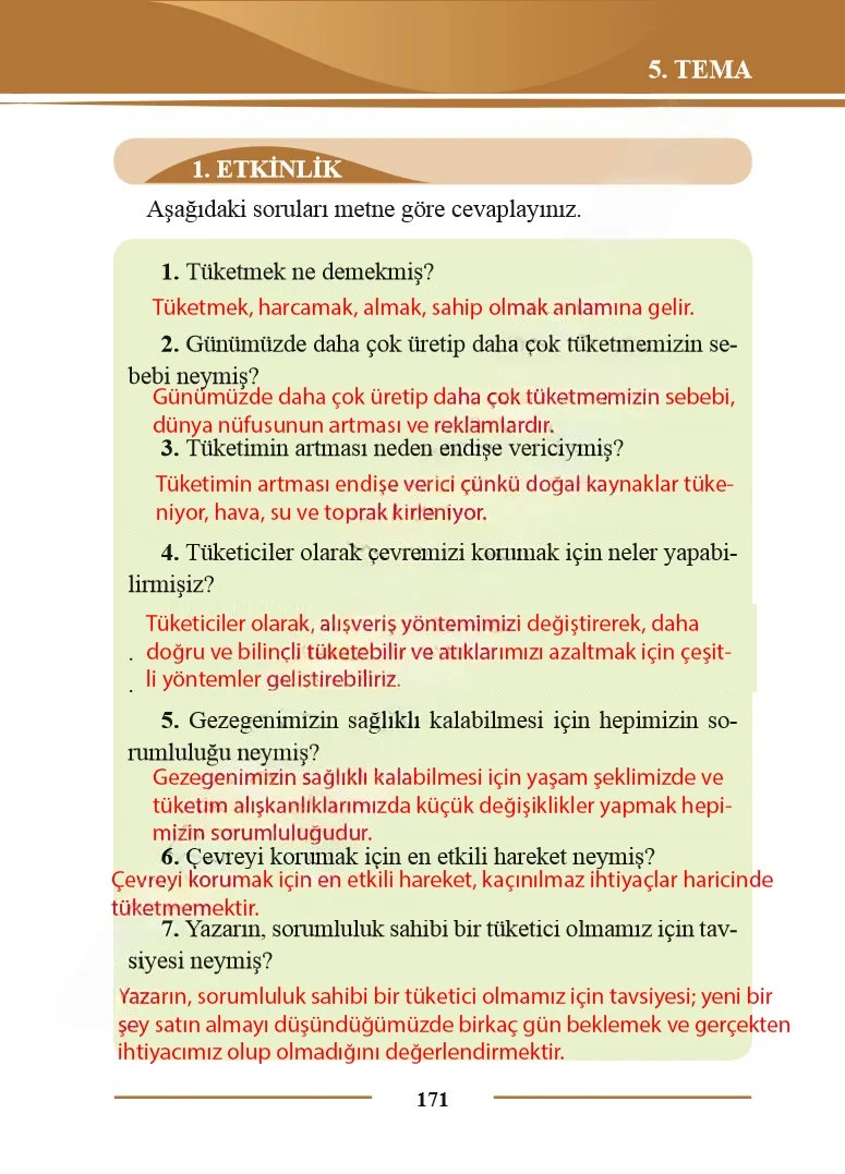2. Sınıf Türkçe Ders Kitabı Cevapları Bilim ve Kültür Yayınları Sayfa 171 Çözüm Görseli