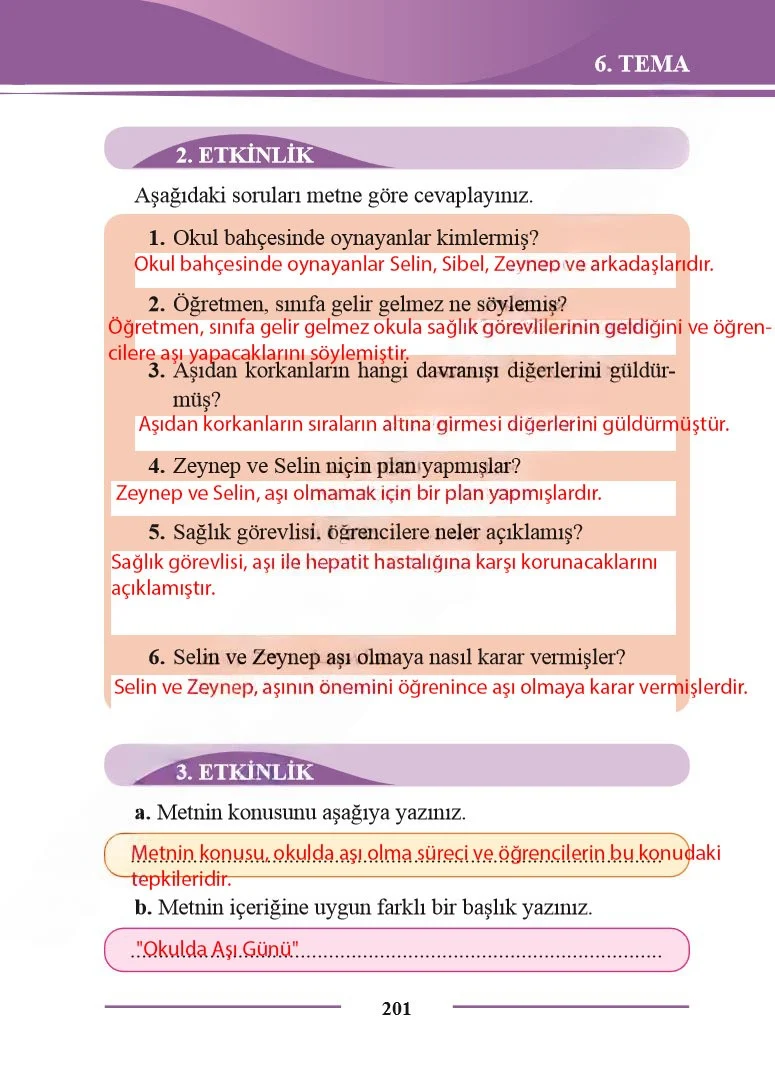 2. Sınıf Türkçe Ders Kitabı Cevapları Bilim ve Kültür Yayınları Sayfa 201 Çözüm Görseli