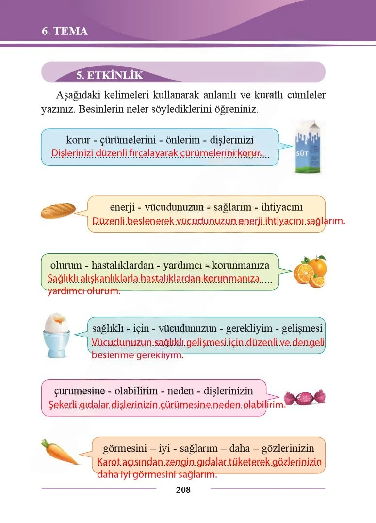 2. Sınıf Türkçe Ders Kitabı Cevapları Bilim ve Kültür Yayınları Sayfa 208 Çözüm Görseli