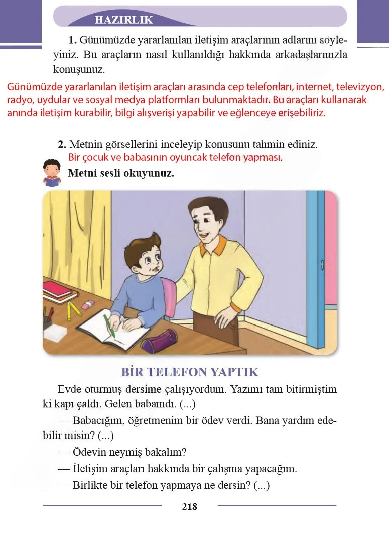 2. Sınıf Türkçe Ders Kitabı Cevapları Bilim ve Kültür Yayınları Sayfa 218 Çözüm Görseli