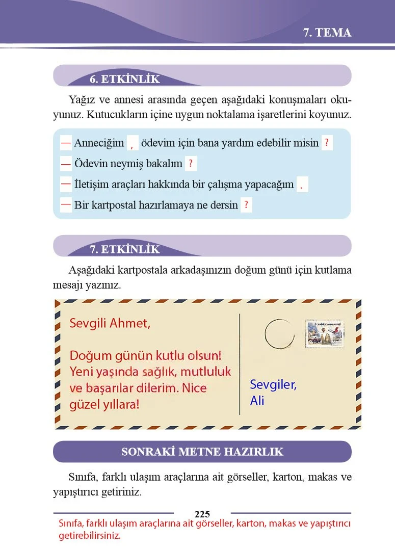 2. Sınıf Türkçe Ders Kitabı Cevapları Bilim ve Kültür Yayınları Sayfa 225 Çözüm Görseli