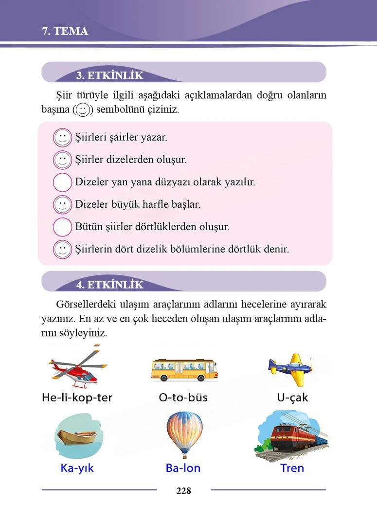 2. Sınıf Türkçe Ders Kitabı Cevapları Bilim ve Kültür Yayınları Sayfa 228 Çözüm Görseli