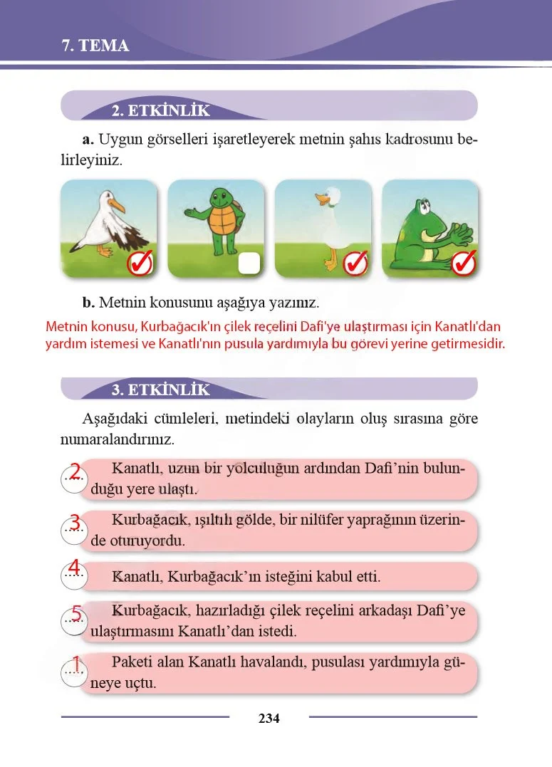 2. Sınıf Türkçe Ders Kitabı Cevapları Bilim ve Kültür Yayınları Sayfa 234 Çözüm Görseli