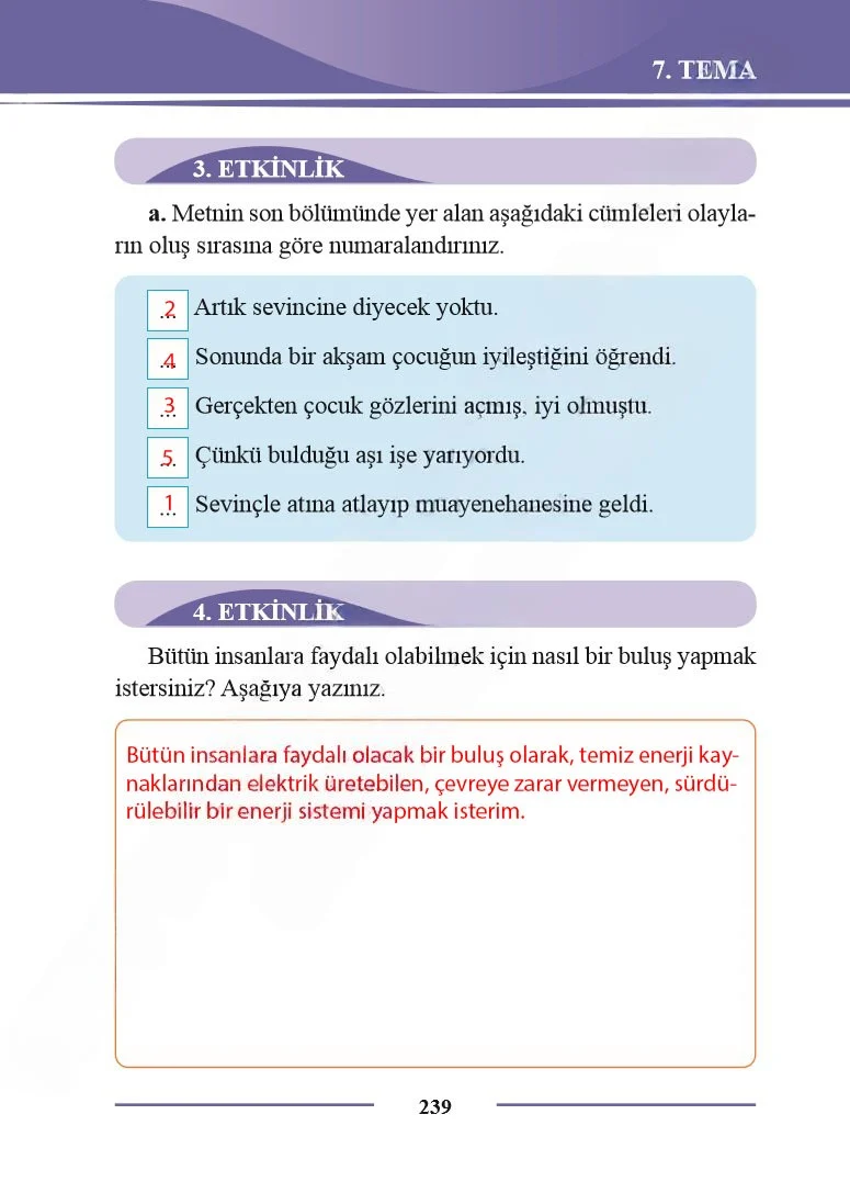 2. Sınıf Türkçe Ders Kitabı Cevapları Bilim ve Kültür Yayınları Sayfa 239 Çözüm Görseli