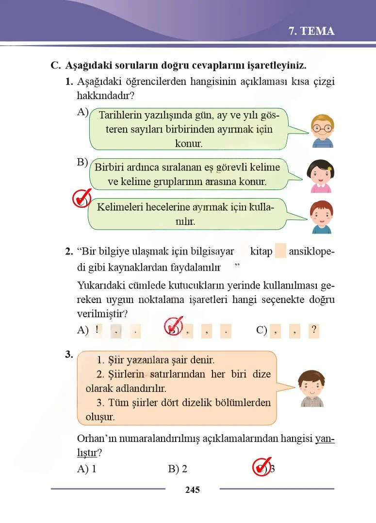 2. Sınıf Türkçe Ders Kitabı Cevapları Bilim ve Kültür Yayınları Sayfa 245 Çözüm Görseli