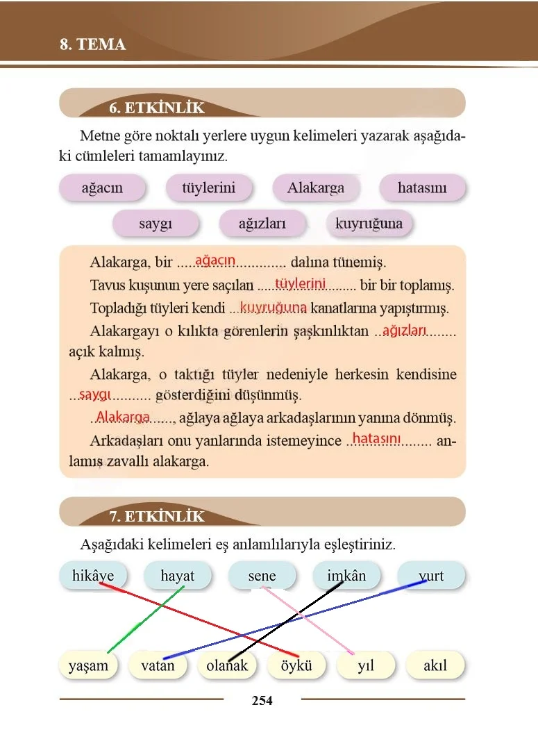 2. Sınıf Türkçe Ders Kitabı Cevapları Bilim ve Kültür Yayınları Sayfa 254 Çözüm Görseli