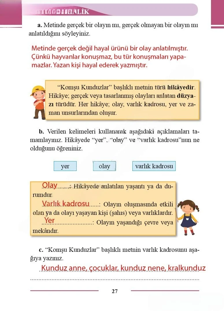 2. Sınıf Türkçe Ders Kitabı Cevapları Bilim ve Kültür Yayınları Sayfa 27 Çözüm Görseli