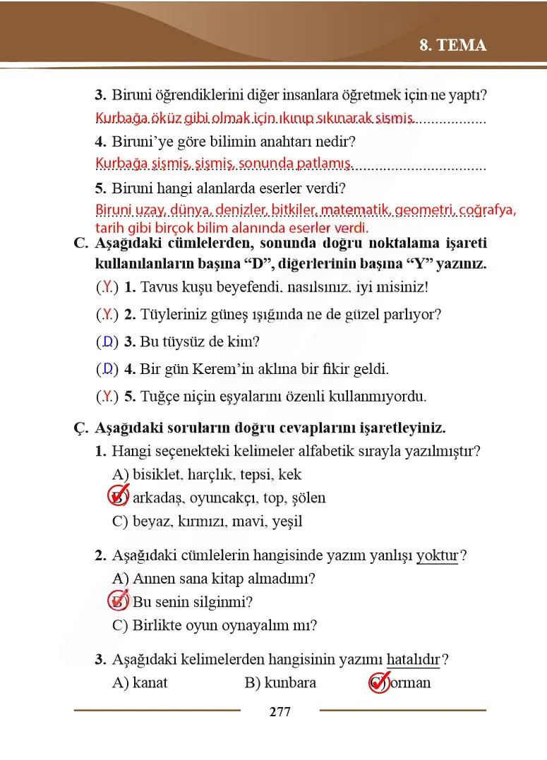 2. Sınıf Türkçe Ders Kitabı Cevapları Bilim ve Kültür Yayınları Sayfa 277 Çözüm Görseli