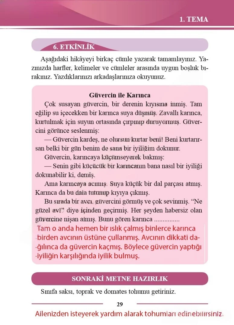 2. Sınıf Türkçe Ders Kitabı Cevapları Bilim ve Kültür Yayınları Sayfa 29 Çözüm Görseli