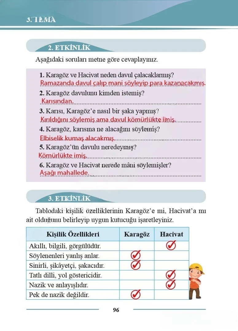 2. Sınıf Türkçe Ders Kitabı Cevapları Bilim ve Kültür Yayınları Sayfa 96 Çözüm Görseli