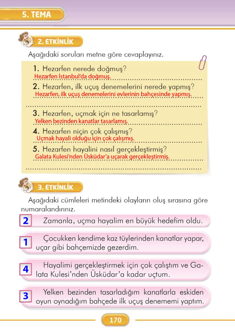 2. Sınıf Türkçe Ders Kitabı Cevapları İlke Yayınları Sayfa 170 Çözüm Görseli