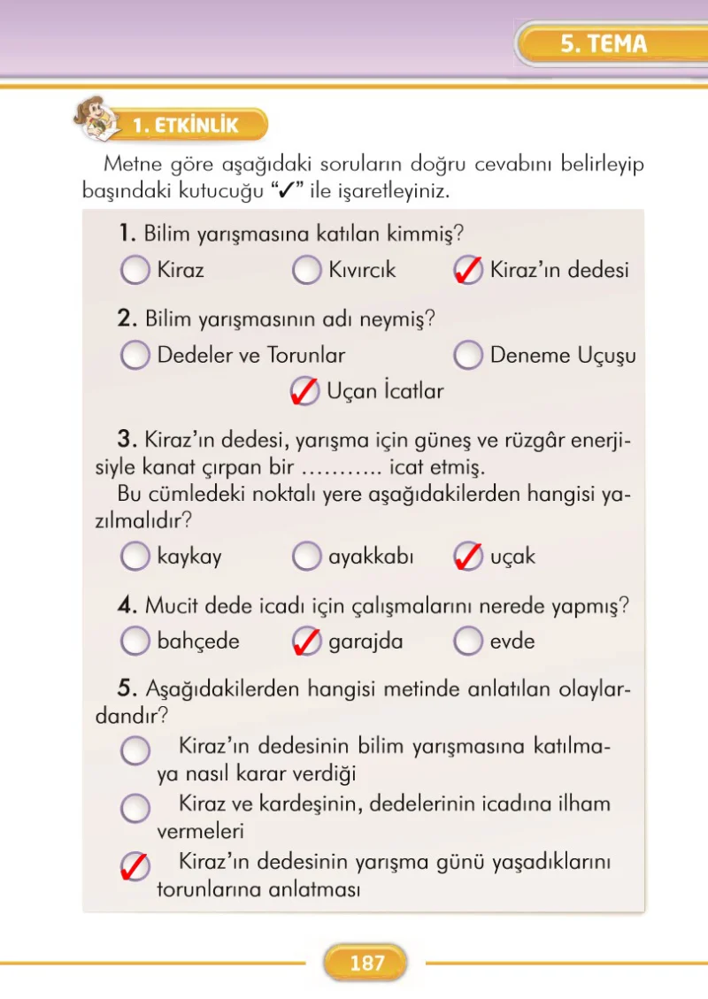 2. Sınıf Türkçe Ders Kitabı Cevapları İlke Yayınları Sayfa 187 Çözüm Görseli