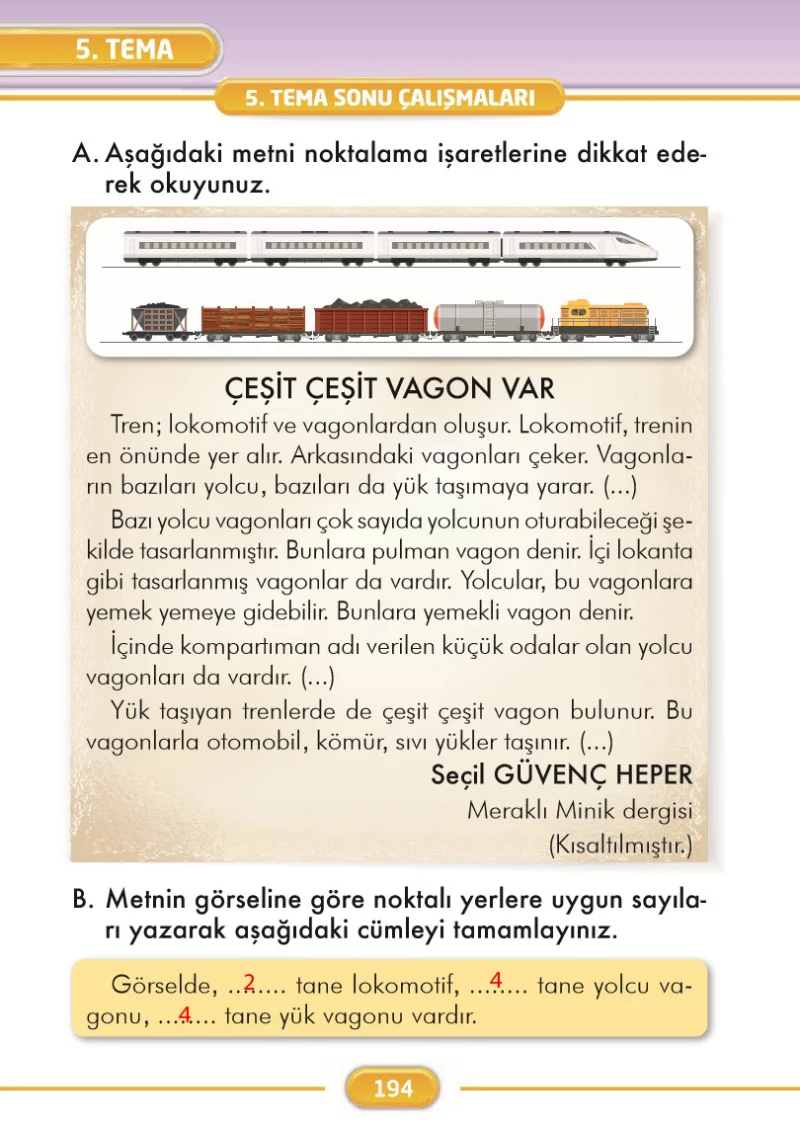 2. Sınıf Türkçe Ders Kitabı Cevapları İlke Yayınları Sayfa 194 Çözüm Görseli