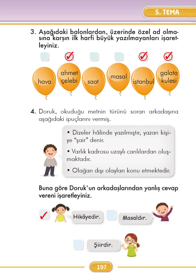 2. Sınıf Türkçe Ders Kitabı Cevapları İlke Yayınları Sayfa 197 Çözüm Görseli