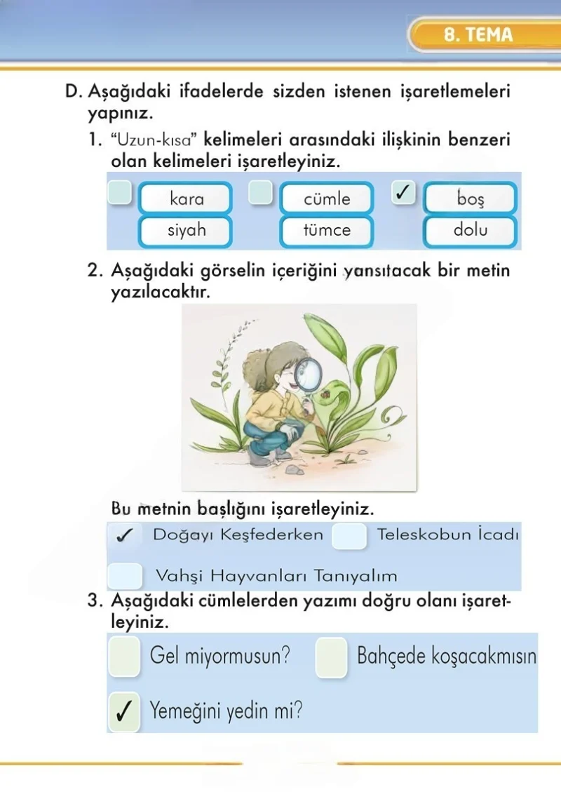 2. Sınıf Türkçe Ders Kitabı Cevapları İlke Yayınları Sayfa 309 Çözüm Görseli
