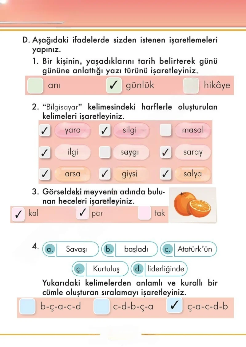2. Sınıf Türkçe Ders Kitabı Cevapları İlke Yayınları Sayfa 86 Çözüm Görseli