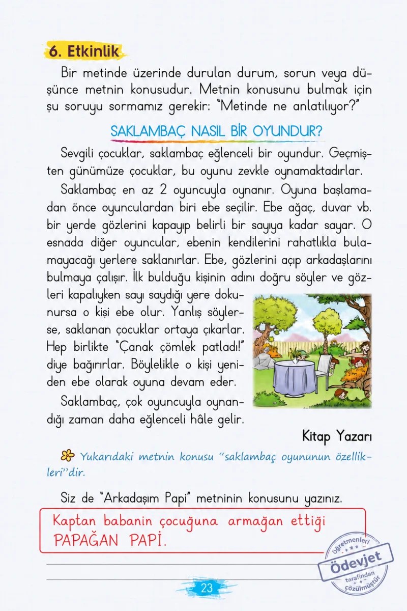 2. Sınıf Türkçe Ders Kitabı Cevapları Koza Yayınları Sayfa 23 Çözüm Görseli