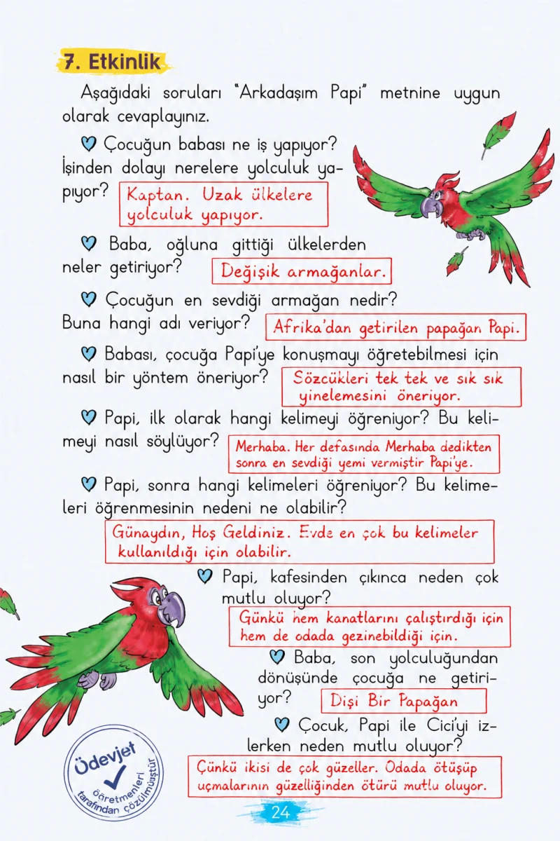 2. Sınıf Türkçe Ders Kitabı Cevapları Koza Yayınları Sayfa 24 Çözüm Görseli